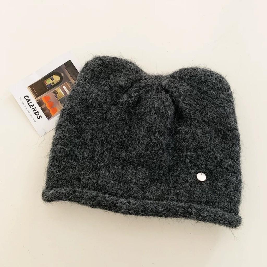 Dumble Cat Ear Knit Hat With Embroidered Design For Winter Warmth And Casual Wear