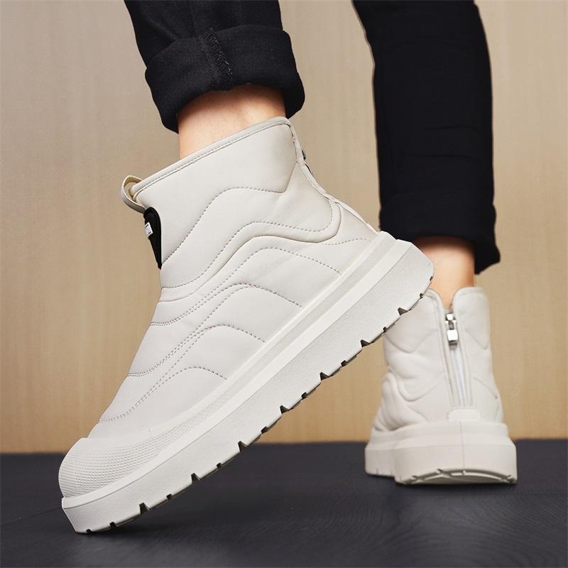 Winter White Cotton Shoes Outdoor Men's Snow Boot High-Top Casual Warm Boots Man Comfortable Slip-on Men Fashion Ankle Boot 2026