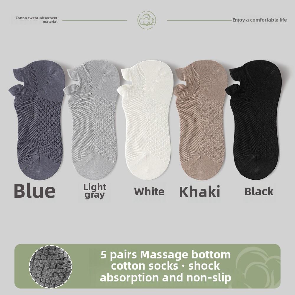 5 par męskich cienkich skarpetek typu stopki z czystej bawełny, oddychających, pochłaniających pot, antybakteryjnych 7A, na wiosnę i lato