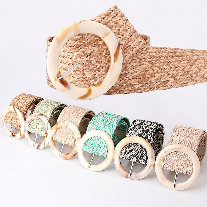 Bohemian Womens Fashion Wide Faux Grass Weave Belt For Dresses And Blouses