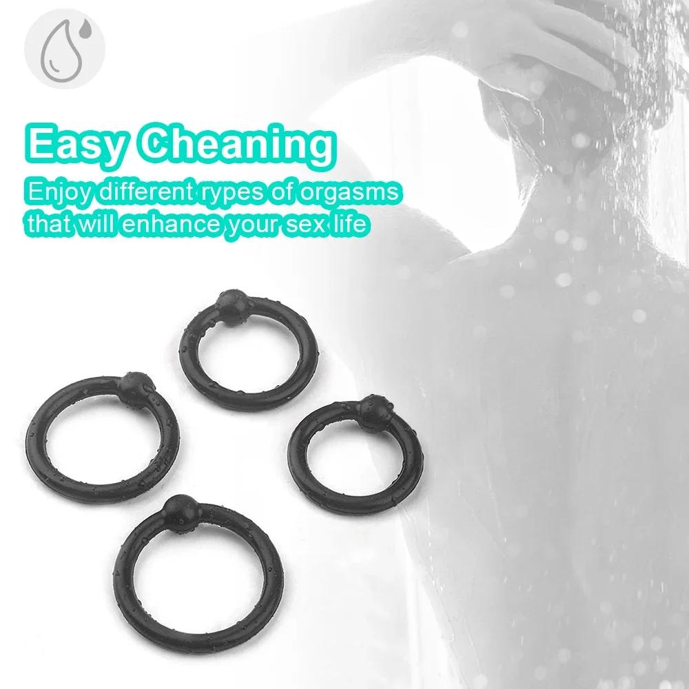 4PCS Silicone Cock Penis Ring Set Sex Toys for Men Silicone Locking Ring Delayed Ejaculation for Men Adult Sex Toys Adults