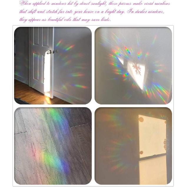 16 Pieces Ocean Window Decals - Anti-Collision Clings for Bird Strike Prevention, Non-Adhesive Prismatic Rainbow Suncatchers,Resuable Easy Remove No