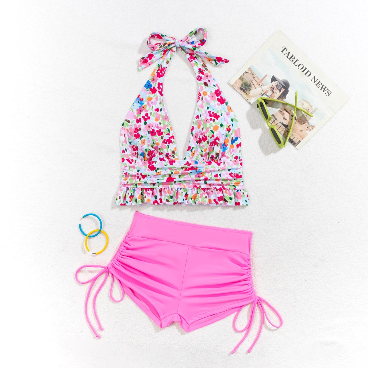 

Women s Floral Halter Ruffle Bikini Swimsuit XL квітковий