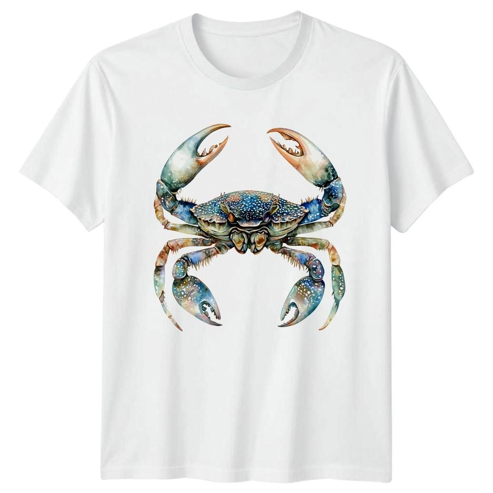Detailed Blue Crab Watercolor Art TShirt Nature Gift For Him And Her