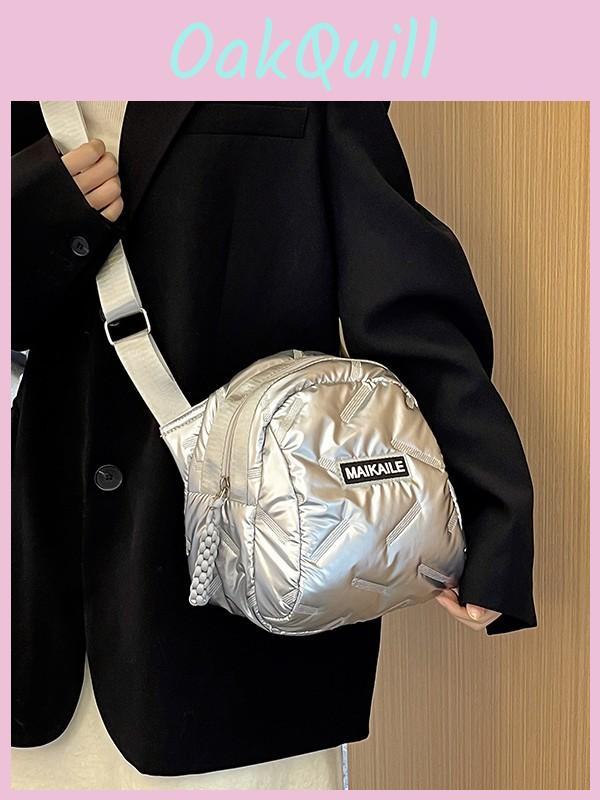 Pu Material Small Oval Crossbody Bag With Zipper For Casual Daily Use
