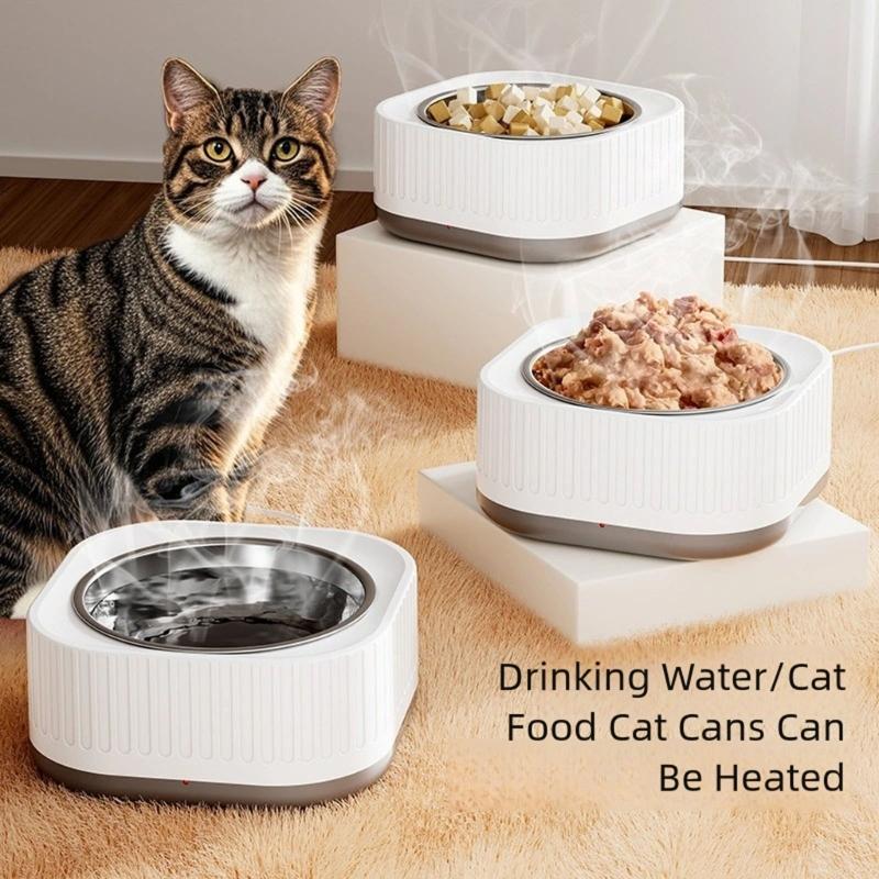 Pet Water Bowl Heater Pet Feeding Dish Warmer with Temperature Control for Small Pet Dogs Cats Chickens Rabbits Birds