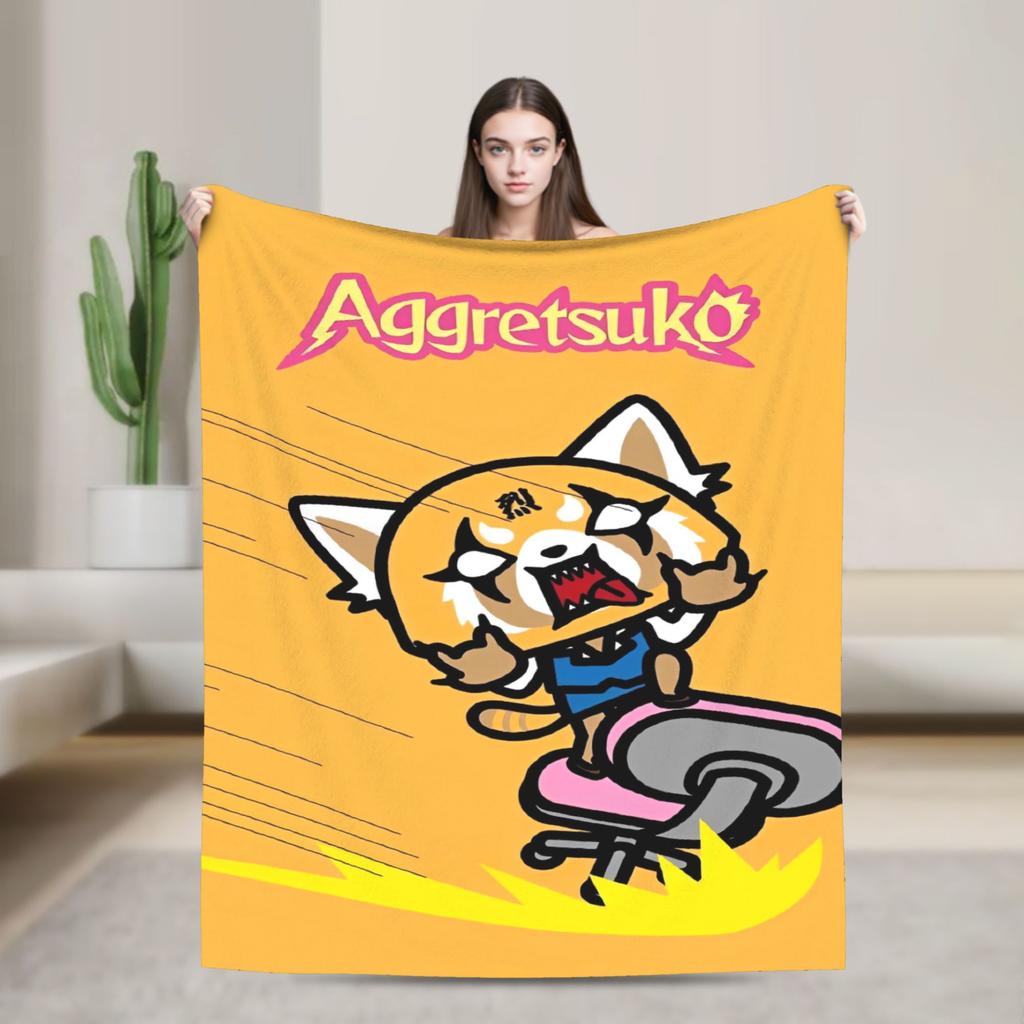 Cartoon Cute Aggretsuko Graffiti  Blanket Quality Warm Soft  Bedding Throws Winter Picnic Couch Chair Sofa Bed Graphic Bedspread
