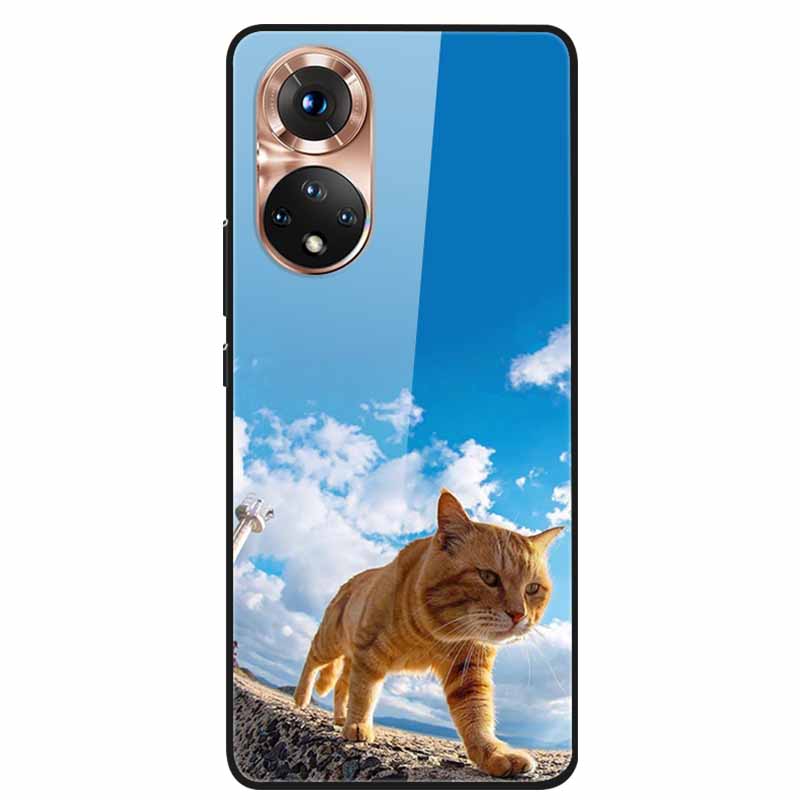For Honor 50 Case Cartoon Tempered Glass Back Cover Hard Case For Huawei Honor 50 Pro Phone Cases NTH-AN00 NTH-NX9 Fundas Coque