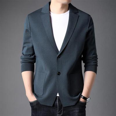 Cardigan de Malha Masculino de Primavera e Outono, Novo Suéter da Moda Bonito Suéter Tricotado, Blazer Pequeno Casual Slim