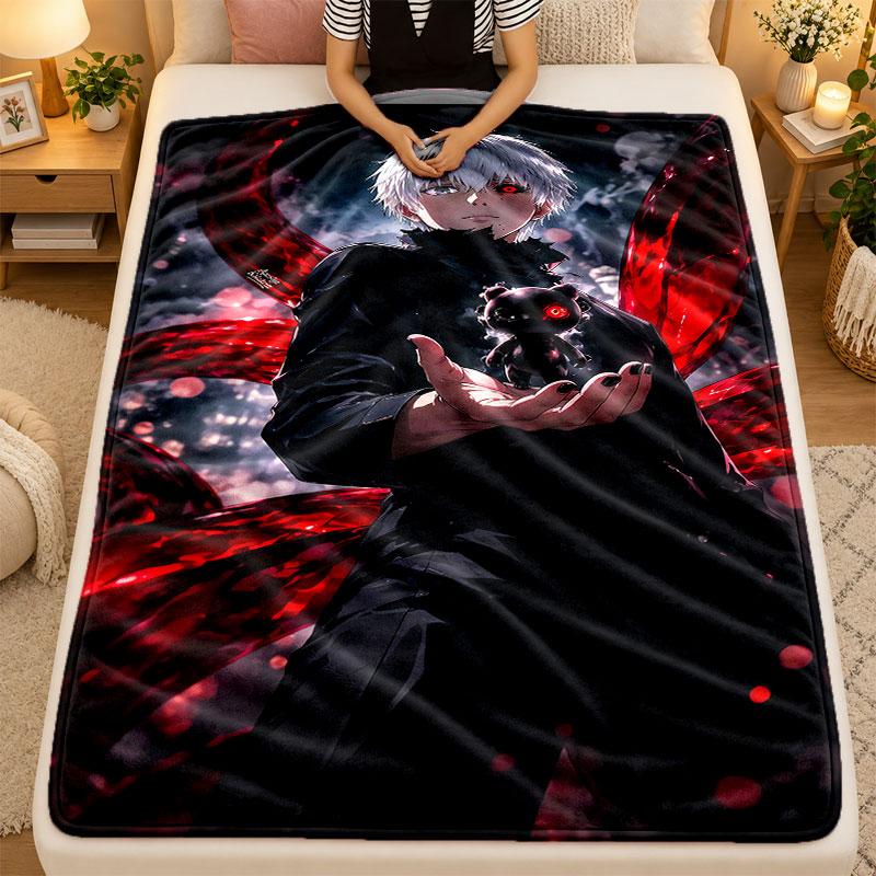 Flannel BlanketTokyo Ghoul Warm Soft Throw Blanket for Indoor Sofa Bed Living Room Use
