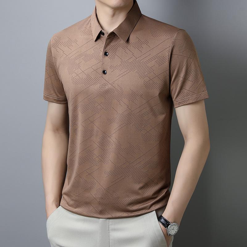 

Comfortable And Breathable High-End Ice Silk Short-Sleeved Polo Shirt Men S Lapel T-Shirt Loose Half-Sleeved T-Shirt Casual 4XL