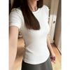 New front shoulder short-sleeved t-shirt women's summer slim-fitting half-sleeved tight-fitting waist-pinching thin top with bottom half-sleeved shor