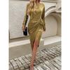 Women's Lace-up Waist-closing Long-sleeved Dress Evening Dress