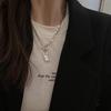 Korean Style Retro Pearl Necklace: Women's Multi-Layer Asymmetrical Clavicle Chain with OT Buckle