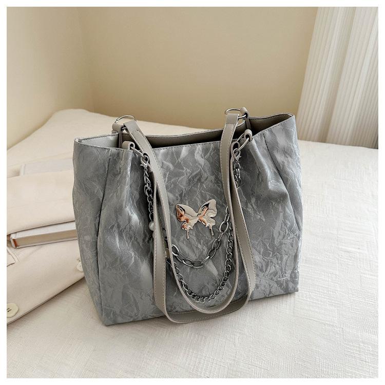 Casual Bow Solid Color 2025 Simple New Large-capacity Fashion Commuter Chain Pearl Single Shoulder Underarm Bag Soft