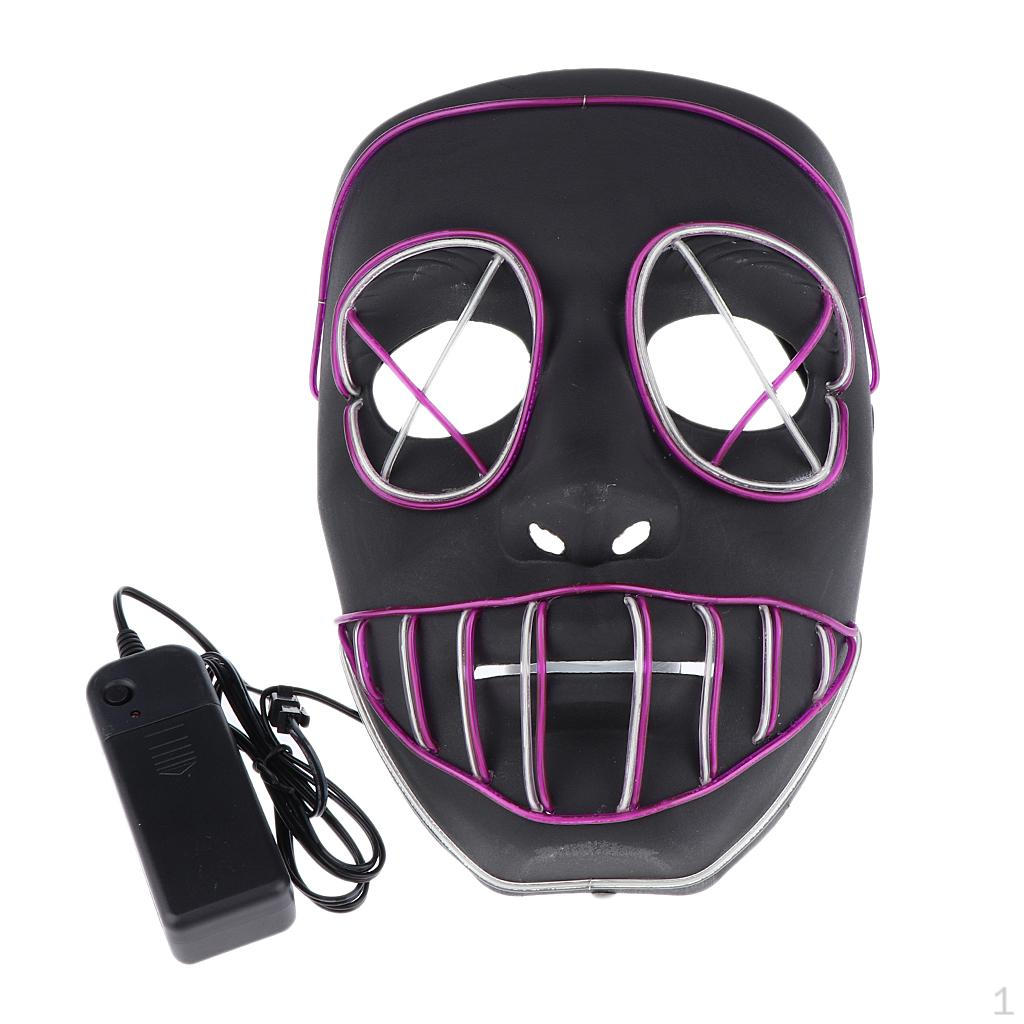 LED Glowing EL Wire Halloween Christmas Mask Cosplay Costume Party Adult Fancy Dress