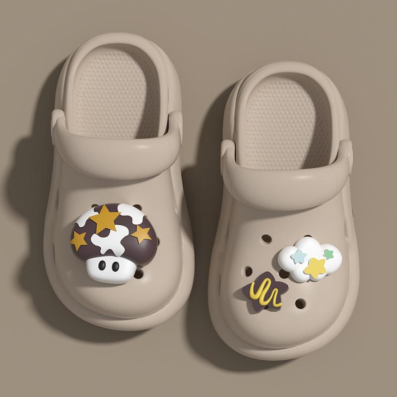 

Mushroom children s slippers, new summer model, non-slip and odor-resistant baby clogs, suitable for boys and girls, parent-child sandals for women 24-25