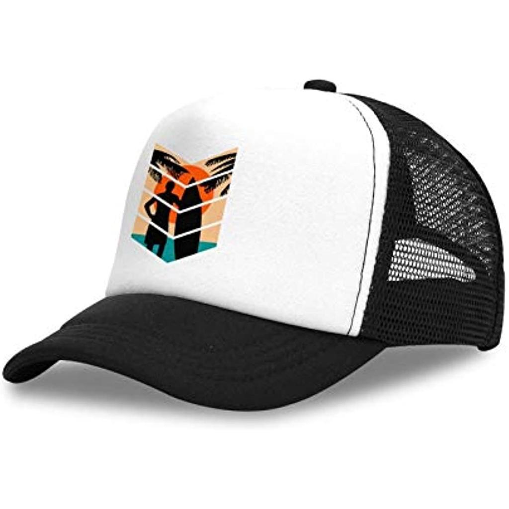 Sunrise Surfer Trucker-Mütze für Kinder, verstellbar, Netzstoff, Strand-Baseballkappe für Kleinkinder, Jungen und Mädchen, Unisex, vier Jahreszeiten, lässig