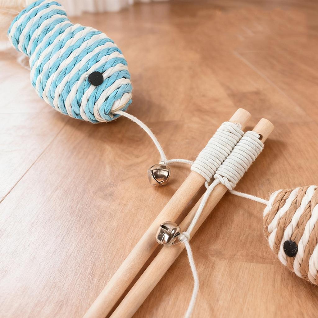 Houten Paal Speelstok Papier Touw Vis Interactief Duurzaam Speelgoed