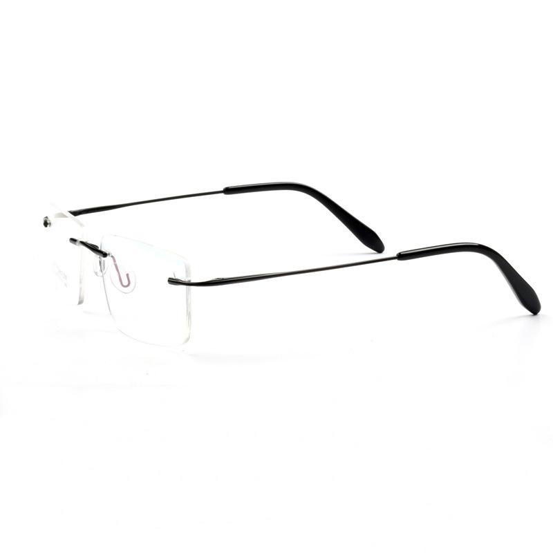 Wholesale QISHANG 8160 Unisex Rectangle Ultra-Light Titanium Gold Glasses for Reading Anti-Blue Light Flat Diamond Rimless Titanium чёрный