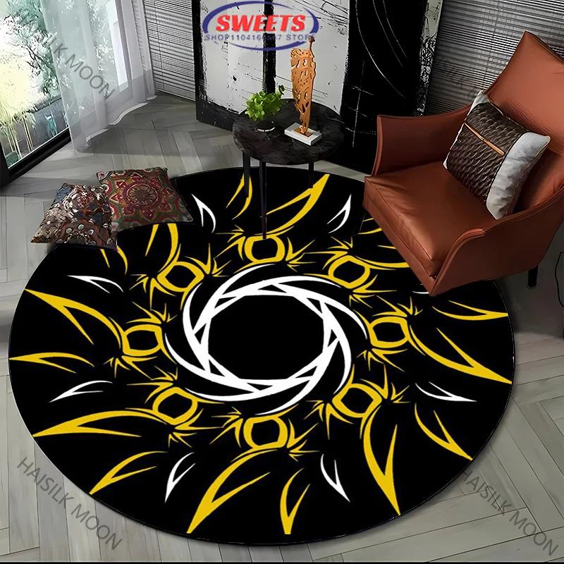 1PC Mystery Art Style Word Print Round Carpet Living Room Bedroom Sofa All Seasons Mat Modern Decorative Rug Top 10 Holiday Gift