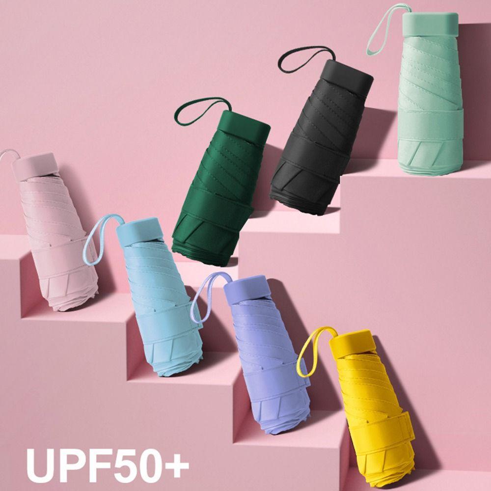 Candy Color Travel Rain Umbrella 6 Ribs Hand Operated Parasol Fast Dry Mini UV Sun Umbrella Women