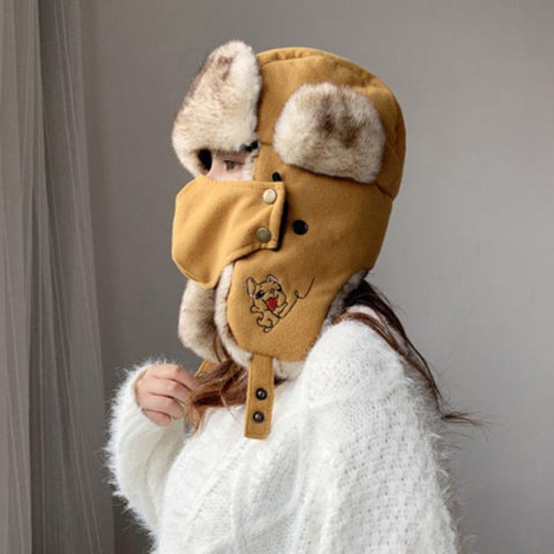 Lei Feng Hat Men and Women Outdoor Thickened Cold Proof Cycling Ski Hat Warm Ear Protection Tank Glasses Mask Flying Hat