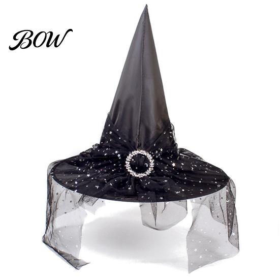 Festival Party Headwear Halloween Witch Wizard Hat, Adult Kids Cosplay Cone Hat with Spider Pointed Web Star Decor, Gothic Costume Prop, Trick