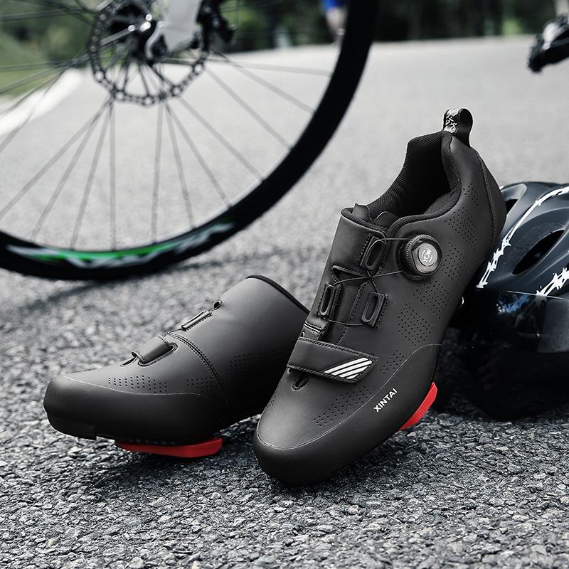 Outdoor Cycling Shoes Breathable Bicycle Shoes Men'S And Women'S Rotating Buckle Mountain Lock Highway Lock Unlocked Leather Surface