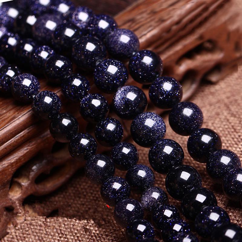 4 6 8 10 12mm Spacer Loose Beads Natural Blue Sand Stone Jewelry Making For Necklace DIY Round DIY Spacer Loose Beads For Necklace Bracelet