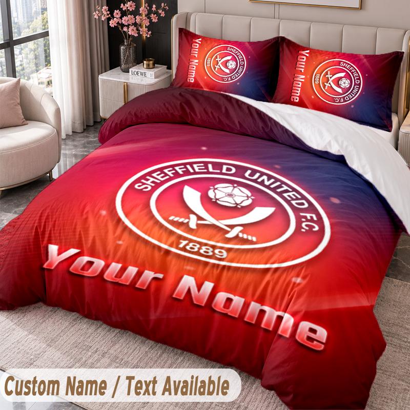 Sheffield United FC Bedwäsche-Set mit Aufdruck Benutzerdefinierter Name Text 1 Bettbezug 2 Kissenbezüge Für Schlafzimmer