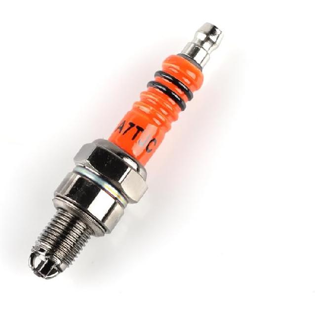 High Performance A7TJC 3 Electrode Spark Plug Replacement for 49cc 50cc 70cc 90cc 110cc 125cc 150cc GY6 Moped Scooter Go Kart Chinese ATV Quads Pit