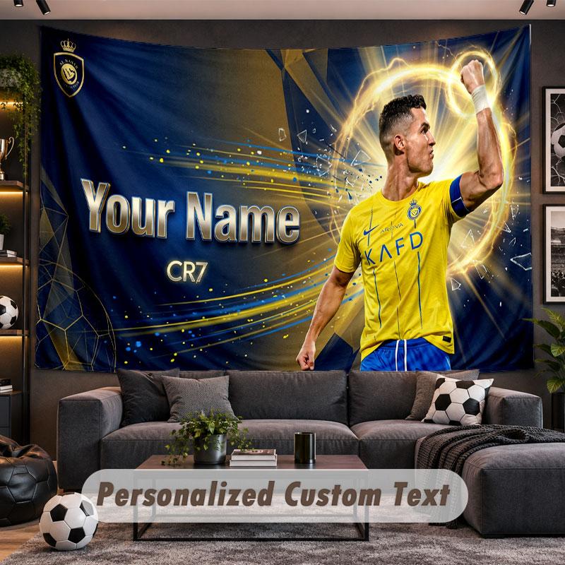 Wandbehang Wandteppich Benutzerdefinierter Name Cristiano Ronaldo Muster Personalisiert Bedruckter Stoff Wanddekoration