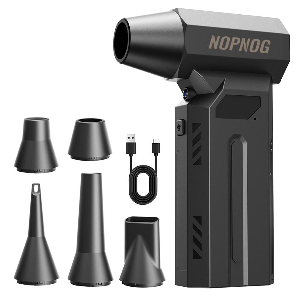 

Wireless 140000RPM LED light with multiple outlet nozzles 4-speed adjustable car snow removal, portable strong blowing electric turbojet fan Black