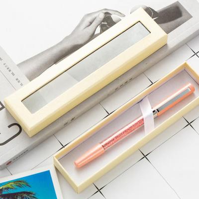 Exquisite Pencil Case Lining Design Paper Visible Transparent Window Pen Gifts Case for Daily