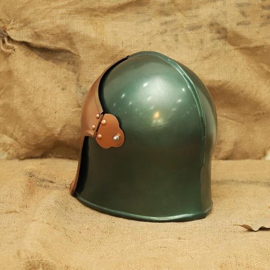 Średniowieczny hełm krzyżowca Miedź Zielona zbroja rycerska Ręcznie robiony Cosplay