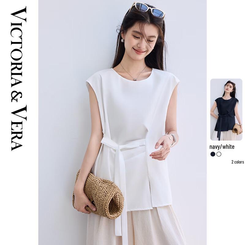 VICTORIA&VERA Pleated Waist Sleeveless Blouse M