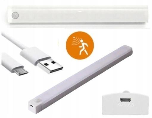 LED wardrobe lamp 30 cm with motion sensor, USB charging, self-adhesive