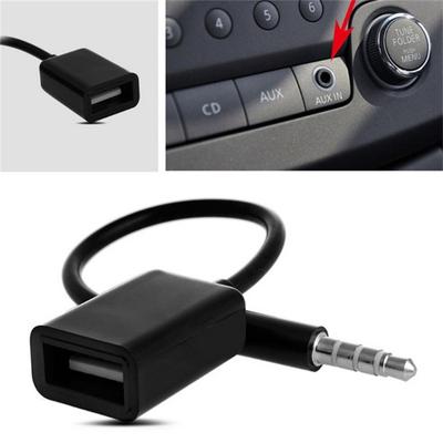 3.5Mm Male Aux Audio Plug Jack To Usb 2.0 Female Converter Cable Cord Car Mp3