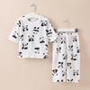 Children's Summer Cotton Pajama Set - Cartoon Print, Tagless, 3/4 Sleeves, for Air-conditioned Rooms