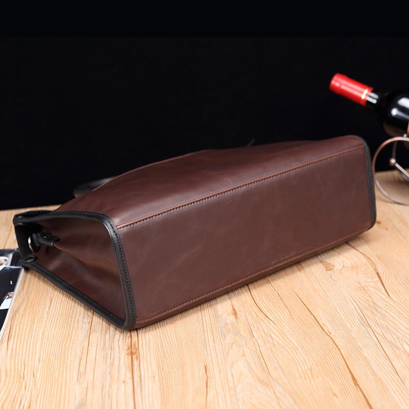 Crazy Horse Leather Men's Bag Retro Briefcase Business Men's Handbag Horizontal One-shoulder Diagonal Computer Bag