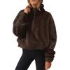 Winter and Autumn Plush Fleece Women's Half-zip Stand-up Collar Pullover