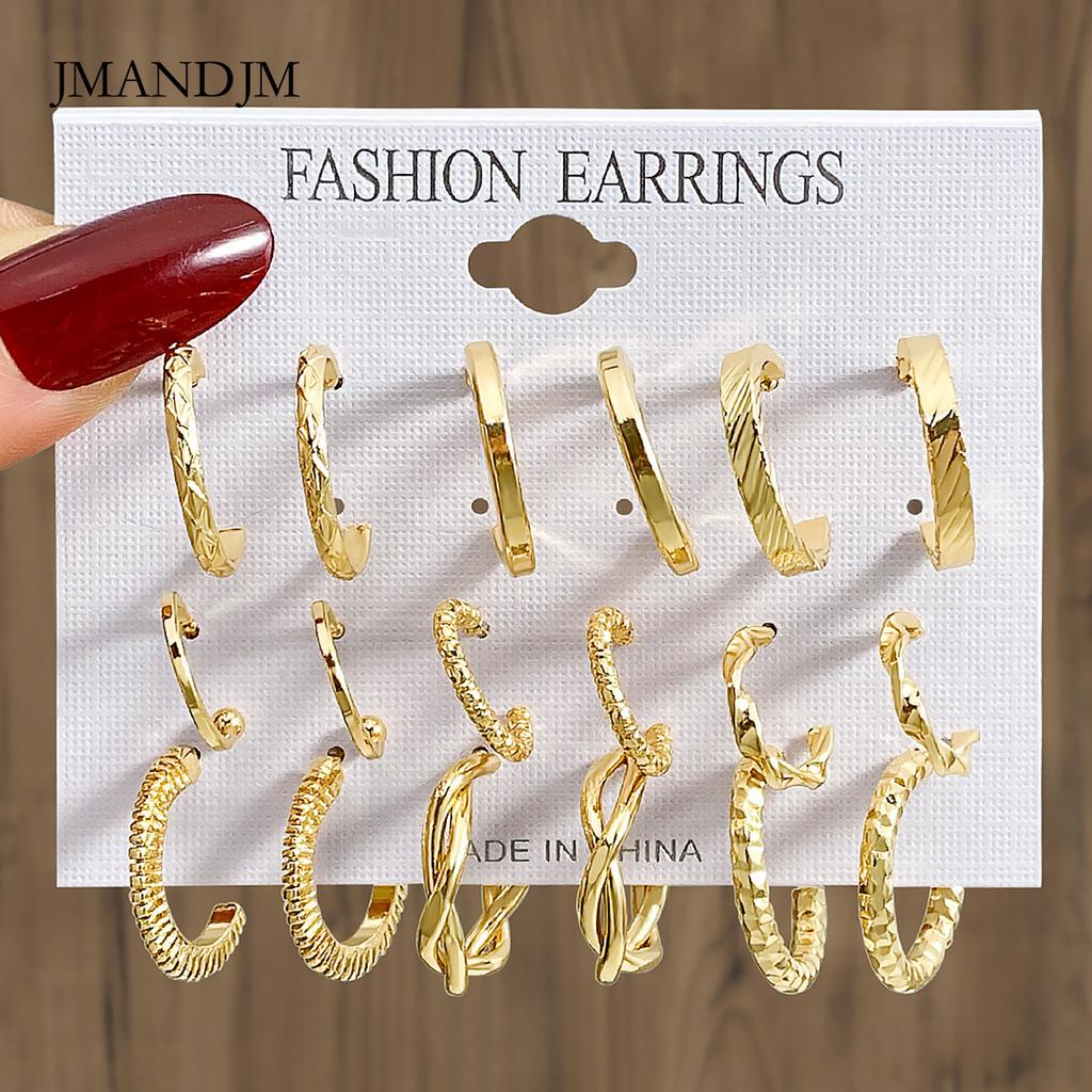 Stylish and Simple Earrings Set Femininity Versatile Personality Exaggerated Atmosphere High-end Earrings