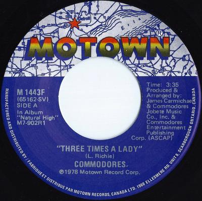 7-Zoll Schallplatte COMMODORES - Three Times A Lady M1443F Motown 1978 Kanada Soul/Funk Gebraucht
