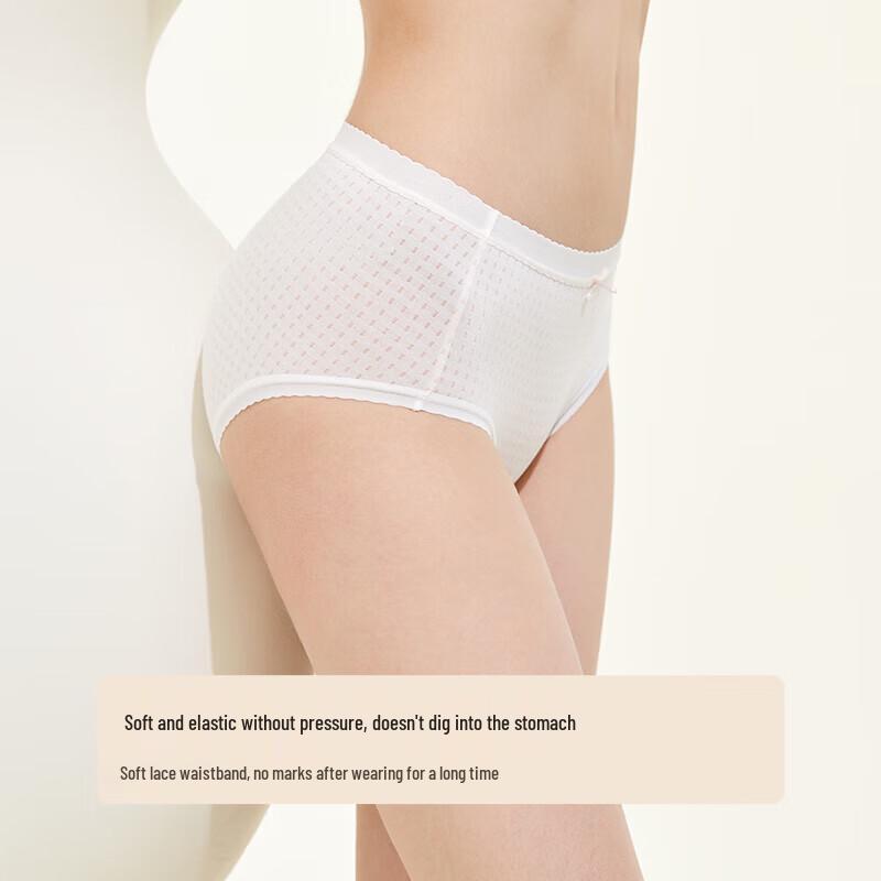 Cosmo Lady Women's Breathable Plaid Mid-Waist Briefs 3-Pack