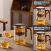 Enchanti Tea Pot with Infusers for Loose Tea 600ML with Wooden Handle One Click Switch Tea Filtration  Teapots Dropshipping