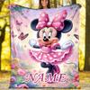 Customizable Minnie Throw Blanket – Personalized Name, All-Season Cozy Snug Blanket, Machine Washable, Personalized Blanket