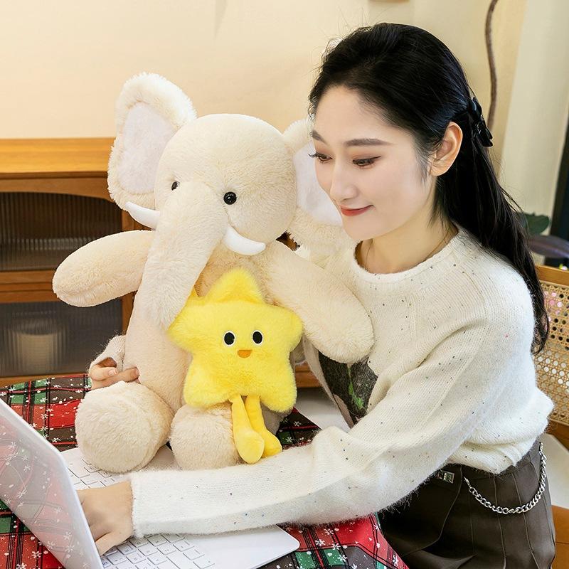 New Star Backpack Elephant Plush Toy Doll Cute Elephant Children's Sleeping Pillow Animal Birthday Gift