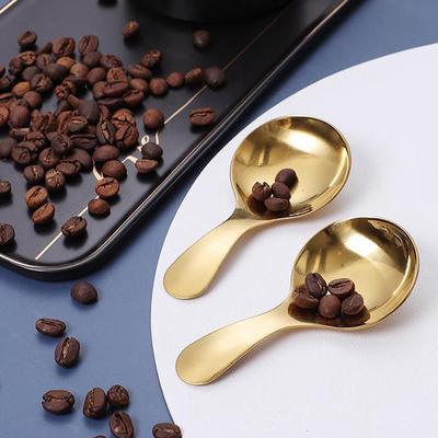 1 Stück Süßer Goldener Edelstahl-Löffel mit kurzem Griff für Kinder Eiscreme Tee Kaffee Küche Gewürz Schöpflöffel