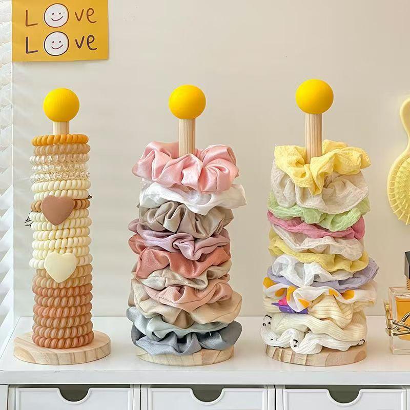 Vertical Wood Hair Tie Storage Rack Hair Accessories Display Stand Jewelry Hair Bands Storage Rack Organizer